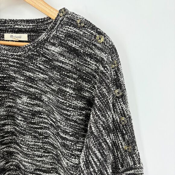 Madewell Button-Shoulder Wide-Sleeve Top in True Black, Sz Med, Transition - Picture 4 of 8